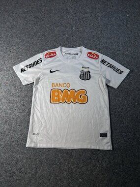 Santos FC Neymar Jr #11 2012/13 Home Retro Soccer Jersey Nike White Size M